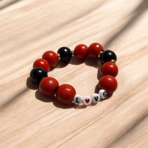 Red and Black Beaded Love Bracelet